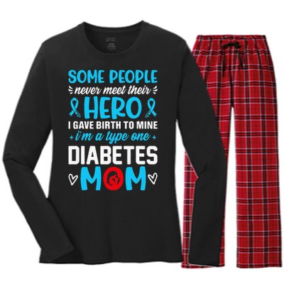 Diabetes Type 1 Survivor Mom  T1 Diabetes Awareness Women's Long Sleeve Flannel Pajama Set 