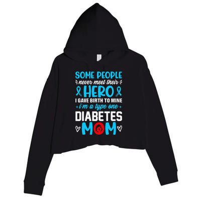 Diabetes Type 1 Survivor Mom  T1 Diabetes Awareness Crop Fleece Hoodie