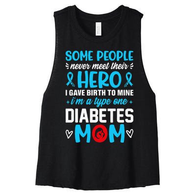 Diabetes Type 1 Survivor Mom  T1 Diabetes Awareness Women's Racerback Cropped Tank