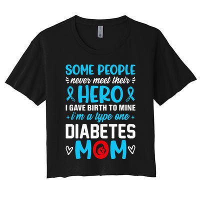 Diabetes Type 1 Survivor Mom  T1 Diabetes Awareness Women's Crop Top Tee