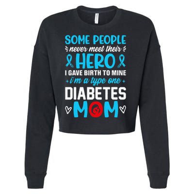 Diabetes Type 1 Survivor Mom  T1 Diabetes Awareness Cropped Pullover Crew