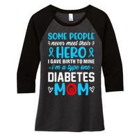 Diabetes Type 1 Survivor Mom  T1 Diabetes Awareness Women's Tri-Blend 3/4-Sleeve Raglan Shirt