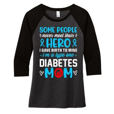 Diabetes Type 1 Survivor Mom  T1 Diabetes Awareness Women's Tri-Blend 3/4-Sleeve Raglan Shirt