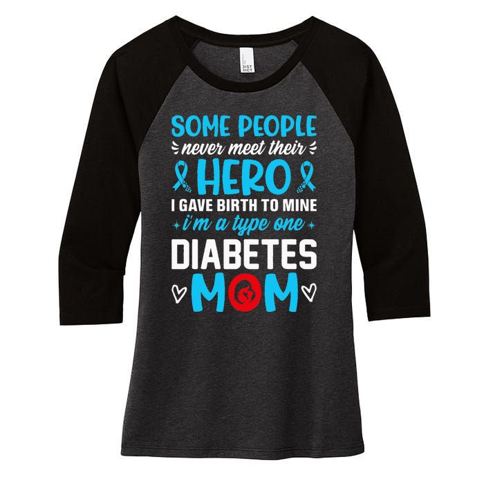 Diabetes Type 1 Survivor Mom  T1 Diabetes Awareness Women's Tri-Blend 3/4-Sleeve Raglan Shirt