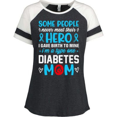 Diabetes Type 1 Survivor Mom  T1 Diabetes Awareness Enza Ladies Jersey Colorblock Tee