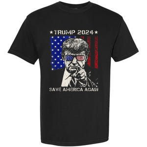 Donald Trump 2024 Save America Again American Flag Garment-Dyed Heavyweight T-Shirt