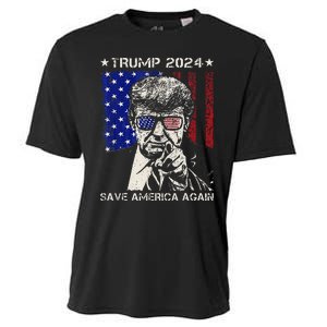 Donald Trump 2024 Save America Again American Flag Cooling Performance Crew T-Shirt