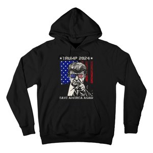 Donald Trump 2024 Save America Again American Flag Hoodie