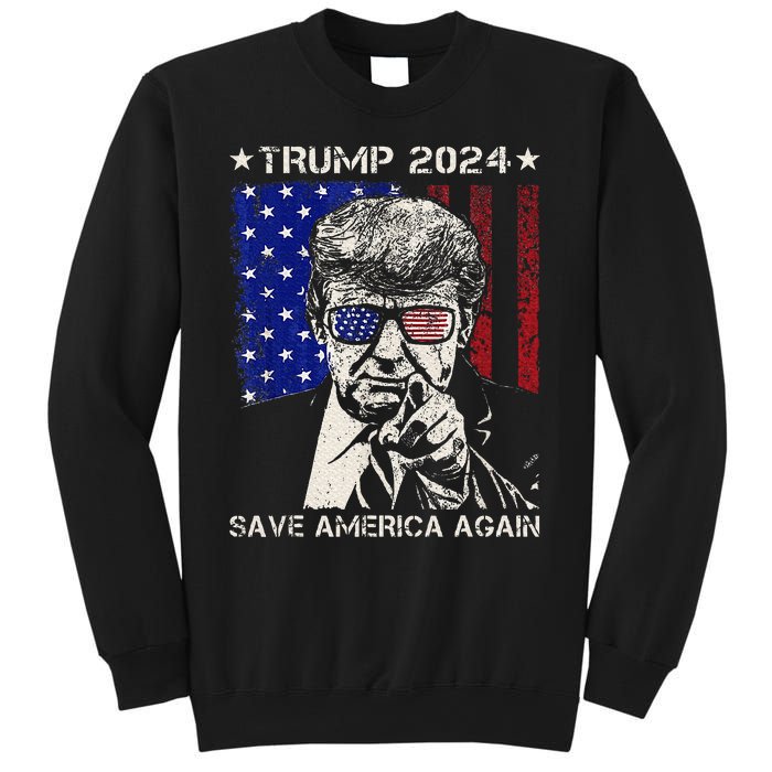 Donald Trump 2024 Save America Again American Flag Sweatshirt