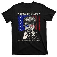 Donald Trump 2024 Save America Again American Flag T-Shirt