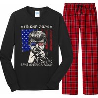 Donald Trump 2024 Save America Again American Flag Long Sleeve Pajama Set