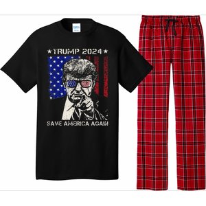 Donald Trump 2024 Save America Again American Flag Pajama Set