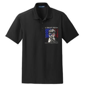 Donald Trump 2024 Save America Again American Flag Dry Zone Grid Polo