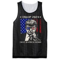 Donald Trump 2024 Save America Again American Flag Mesh Reversible Basketball Jersey Tank