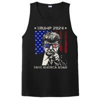 Donald Trump 2024 Save America Again American Flag PosiCharge Competitor Tank