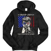 Donald Trump 2024 Save America Again American Flag Tie Dye Hoodie