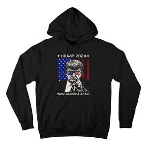 Donald Trump 2024 Save America Again American Flag Tall Hoodie