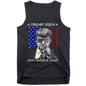 Donald Trump 2024 Save America Again American Flag Tank Top