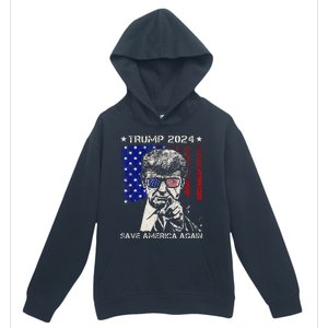 Donald Trump 2024 Save America Again American Flag Urban Pullover Hoodie