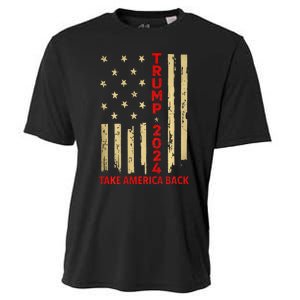 Donald Trump 2024 Take America Back American Flag Cooling Performance Crew T-Shirt