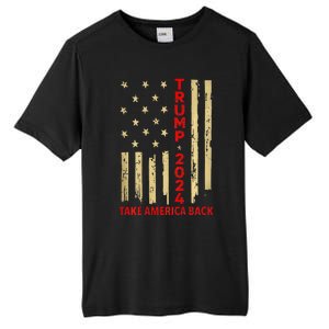 Donald Trump 2024 Take America Back American Flag Tall Fusion ChromaSoft Performance T-Shirt