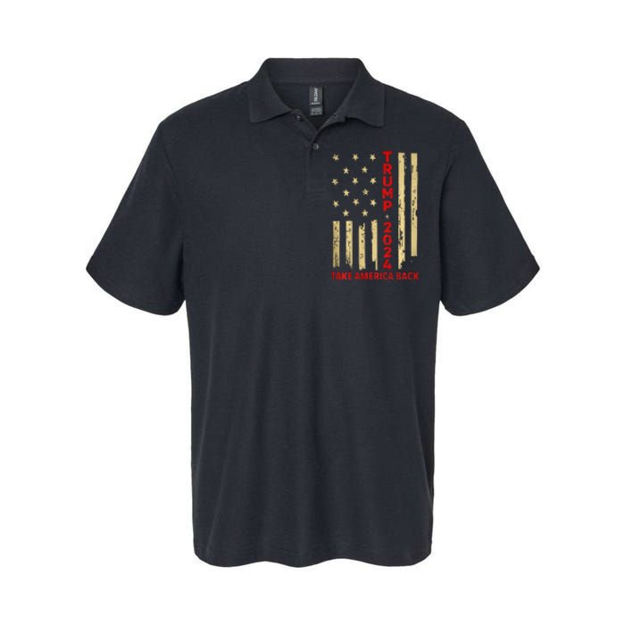 Donald Trump 2024 Take America Back American Flag Softstyle Adult Sport Polo