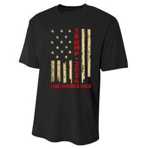 Donald Trump 2024 Take America Back American Flag Performance Sprint T-Shirt