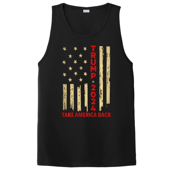 Donald Trump 2024 Take America Back American Flag PosiCharge Competitor Tank