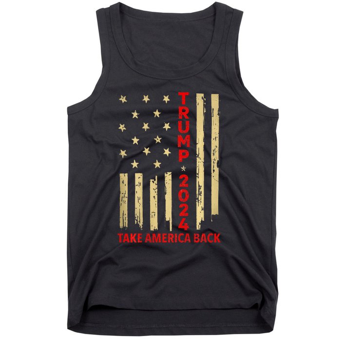 Donald Trump 2024 Take America Back American Flag Tank Top