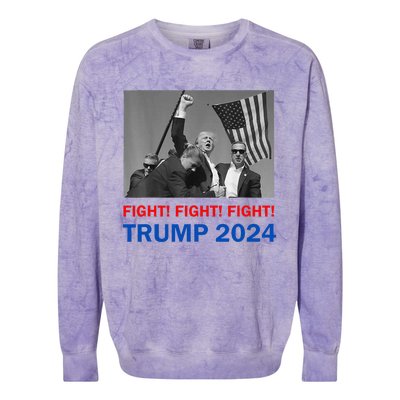 Donald Trump 2024 Fight Fight Fight Donald Trump Fist Pump Colorblast Crewneck Sweatshirt