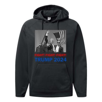 Donald Trump 2024 Fight Fight Fight Donald Trump Fist Pump Performance Fleece Hoodie