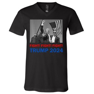 Donald Trump 2024 Fight Fight Fight Donald Trump Fist Pump V-Neck T-Shirt