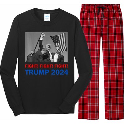 Donald Trump 2024 Fight Fight Fight Donald Trump Fist Pump Long Sleeve Pajama Set