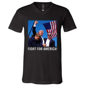 Donald Trump 2024 Survived Shot Rally Fight For America V-Neck T-Shirt