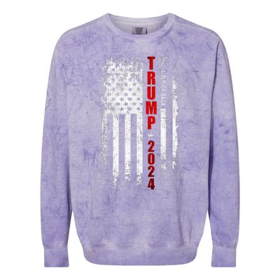 Donald Trump 2024 Take America Back American Flag Colorblast Crewneck Sweatshirt