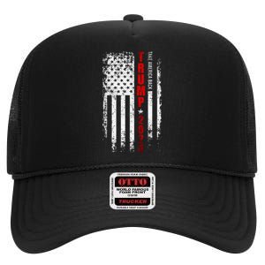 Donald Trump 2024 Take America Back American Flag High Crown Mesh Back Trucker Hat