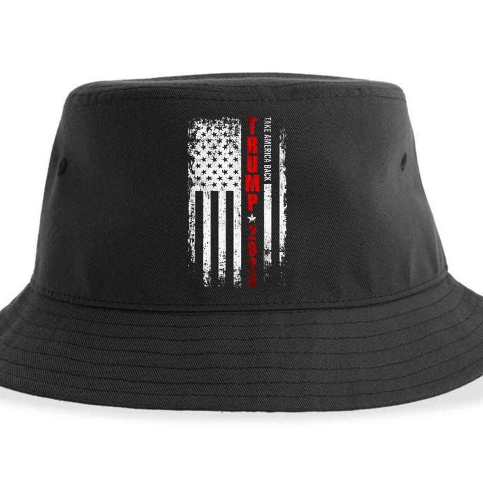 Donald Trump 2024 Take America Back American Flag Sustainable Bucket Hat