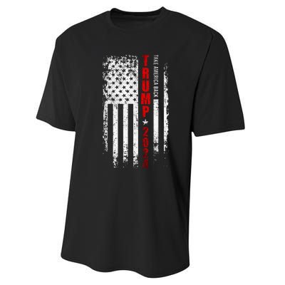 Donald Trump 2024 Take America Back American Flag Performance Sprint T-Shirt