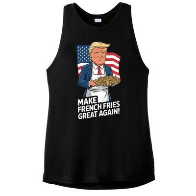 Donald Trump 2024 French Fry Make French Fries Great Again 2024 Magadonalds Ladies PosiCharge Tri-Blend Wicking Tank