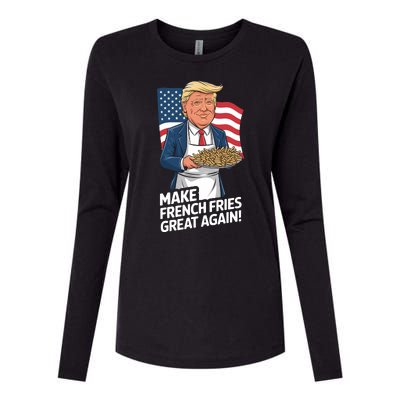 Donald Trump 2024 French Fry Make French Fries Great Again 2024 Magadonalds Womens Cotton Relaxed Long Sleeve T-Shirt