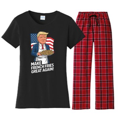 Donald Trump 2024 French Fry Make French Fries Great Again 2024 Magadonalds Women's Flannel Pajama Set