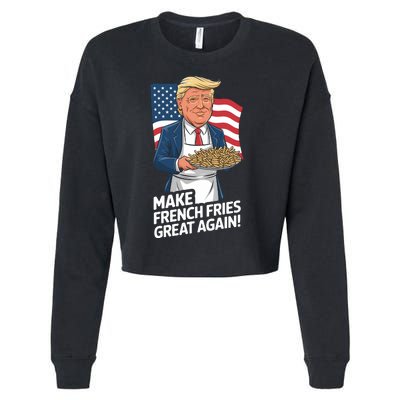 Donald Trump 2024 French Fry Make French Fries Great Again 2024 Magadonalds Cropped Pullover Crew