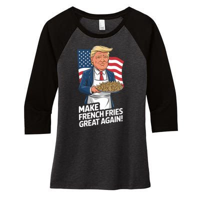 Donald Trump 2024 French Fry Make French Fries Great Again 2024 Magadonalds Women's Tri-Blend 3/4-Sleeve Raglan Shirt