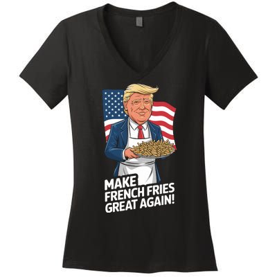 Donald Trump 2024 French Fry Make French Fries Great Again 2024 Magadonalds Women's V-Neck T-Shirt