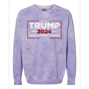 Donald Trump 2024 Take America Back American Flag Colorblast Crewneck Sweatshirt