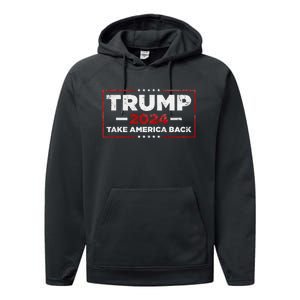 Donald Trump 2024 Take America Back American Flag Performance Fleece Hoodie