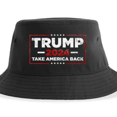 Donald Trump 2024 Take America Back American Flag Sustainable Bucket Hat