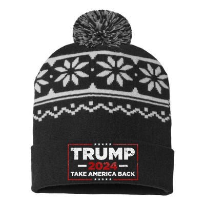 Donald Trump 2024 Take America Back American Flag USA-Made Snowflake Beanie