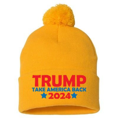 Donald Trump 2024 Take America Back Donald Trump 2024 Pom Pom 12in Knit Beanie