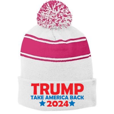 Donald Trump 2024 Take America Back Donald Trump 2024 Stripe Pom Pom Beanie